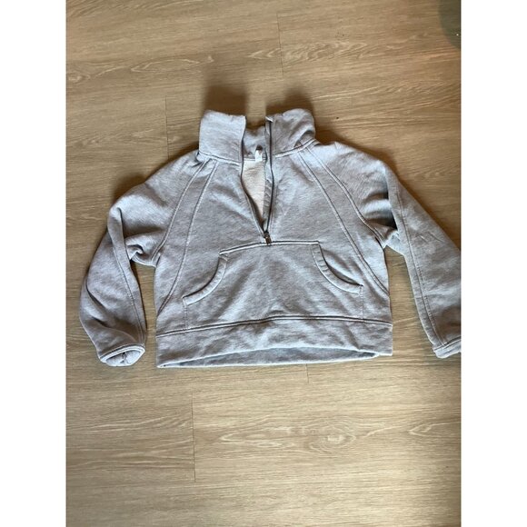 Women's Gray Athletic Quarter Zipper Cropped Pullover Sweatshirts Size Small - Picture 2 of 3